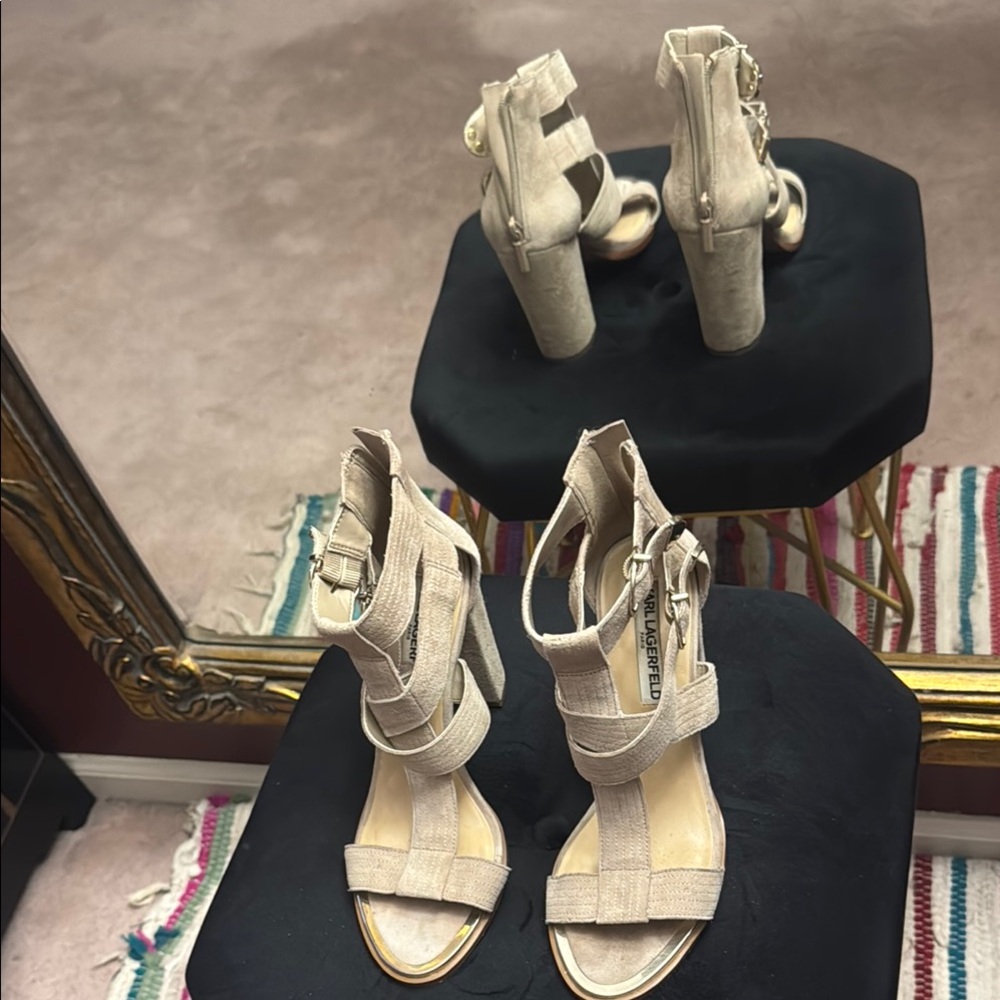 Elegant Beige Women's Heeled Sandals